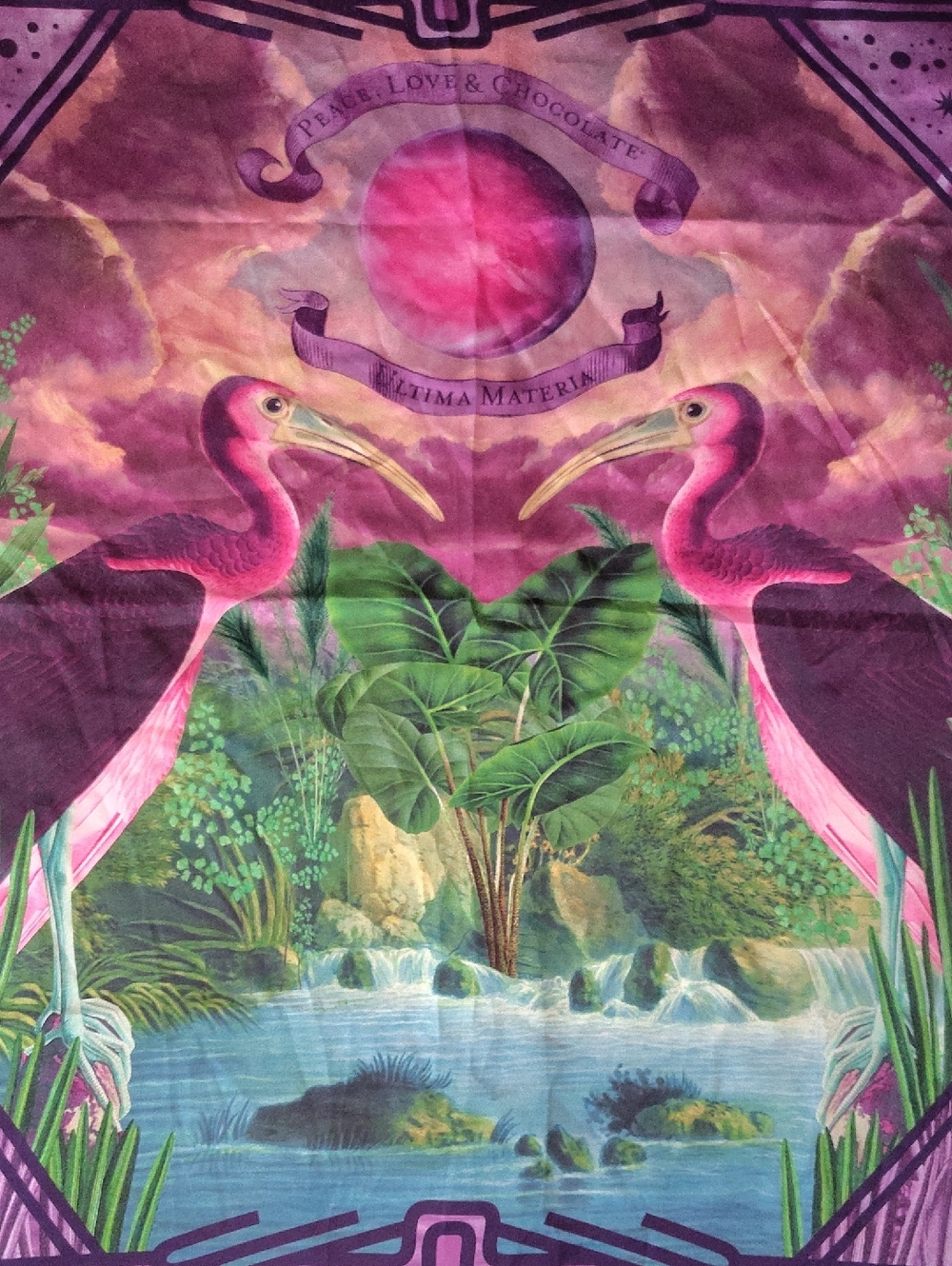 Vosges Haut-Chocolat Pink Tropical Bird Silk Limited Edition Collab 2022 Scarf - Picture 3 of 8